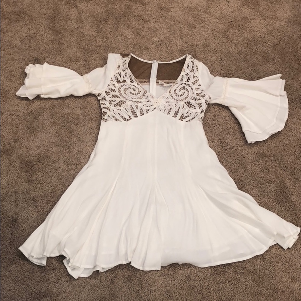 Flurry white dress with brown lace - Picture 2 of 7